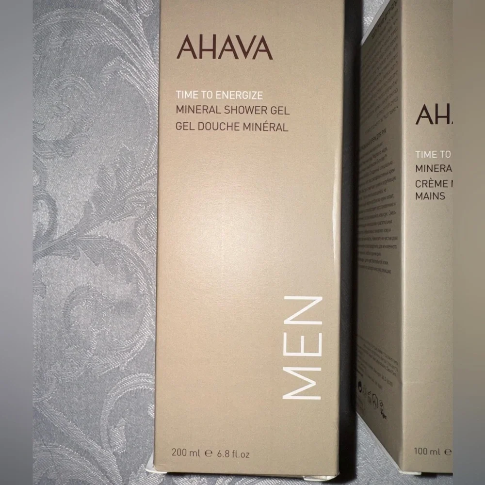 AHAVA Men’s 3 piece skin care set, Mineral Shower Gel/Hand Cream/After-Shave